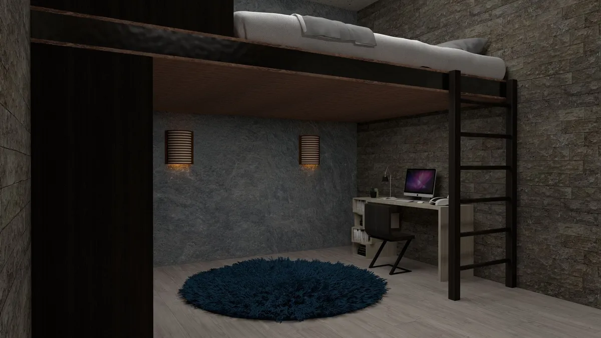 Lit mezzanine enfant avec bureau intégré — photo 1