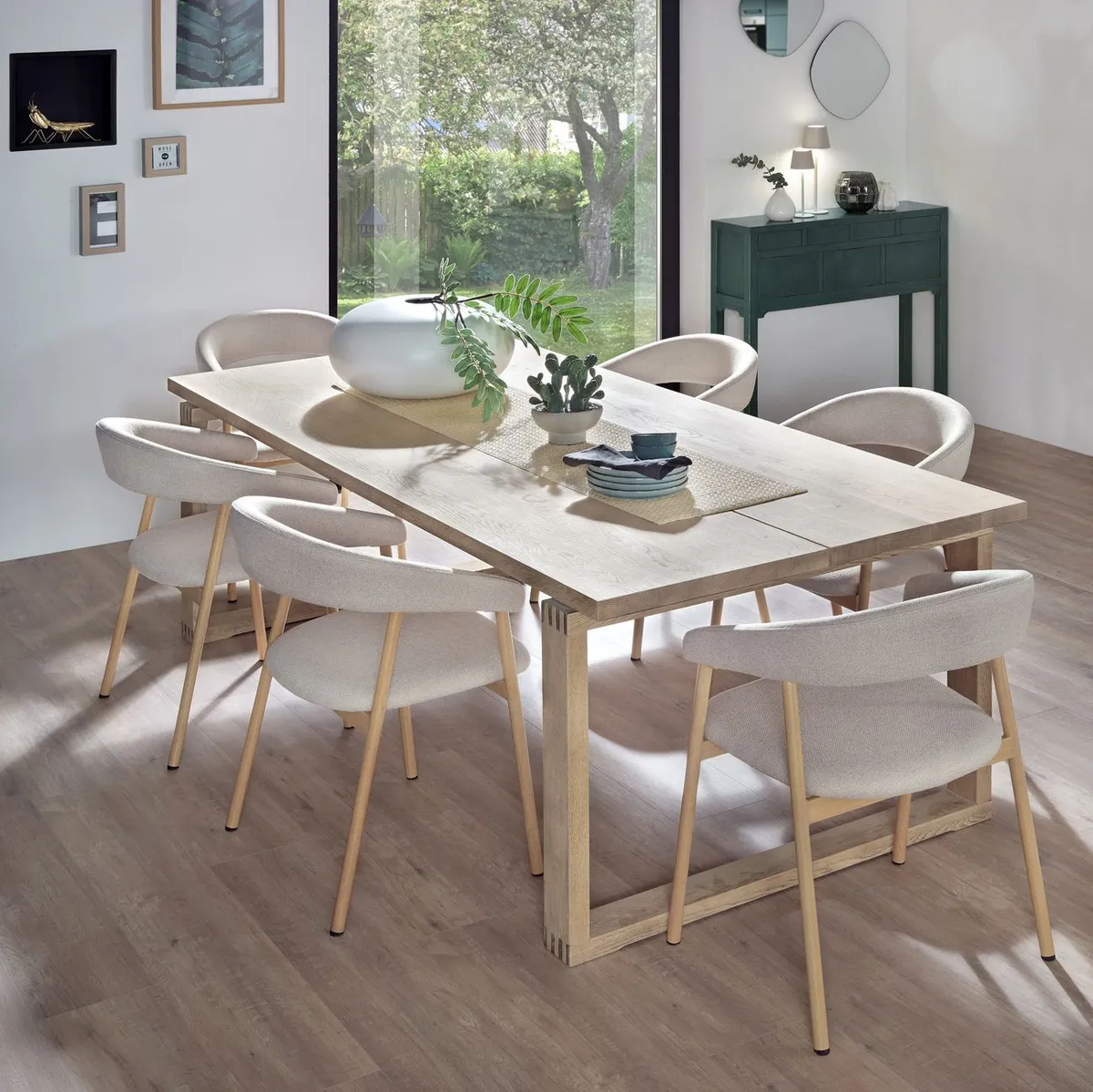 Table à manger extensible chêne 140/180 cm + 6 chaises — photo 1